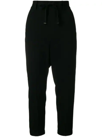 Shop Vince Drop-crotch Cropped Trousers - Black