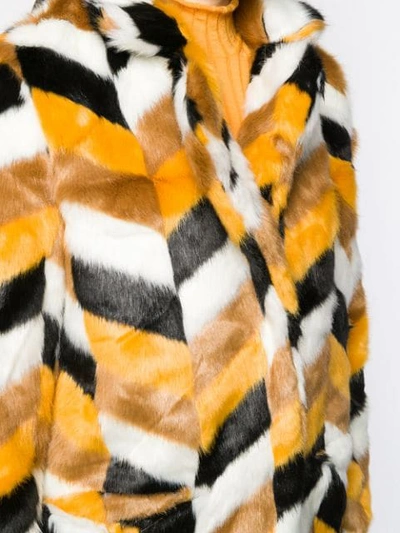 FAUX-FUR CHEVRON COAT