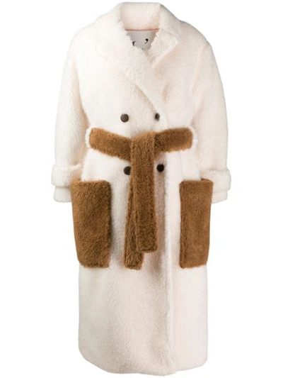 Shop L'autre Chose Faux-fur Midi Coat In White
