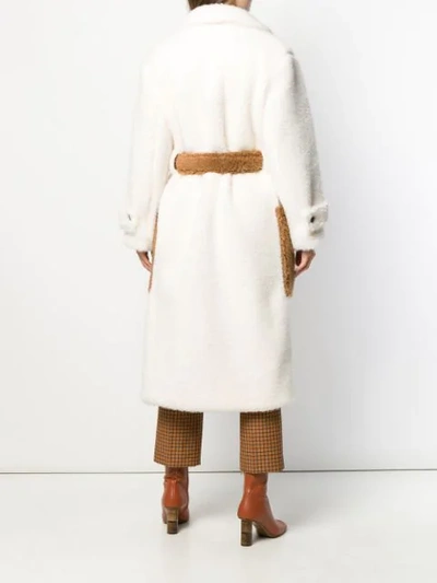 Shop L'autre Chose Faux-fur Midi Coat In White