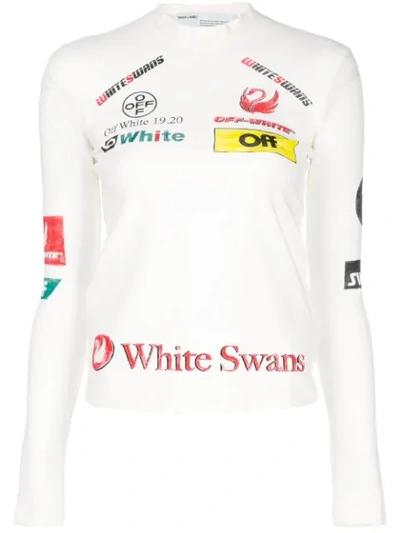 Shop Off-white ”white Swans” Print Long-sleeved T-shirt