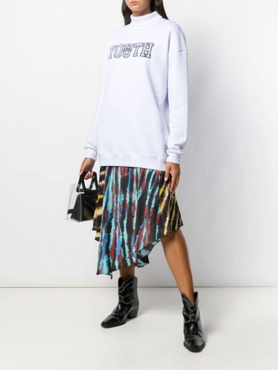 Shop Msgm ”university Of Youth” Print Sweater In White