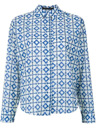 Shop Andrea Marques Box Printed Shirt - Est Azulejo Rend Azul