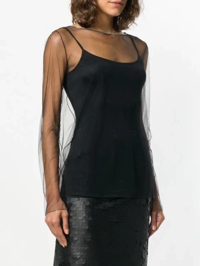 Shop Fabiana Filippi Long-sleeve Sheer Top - Black