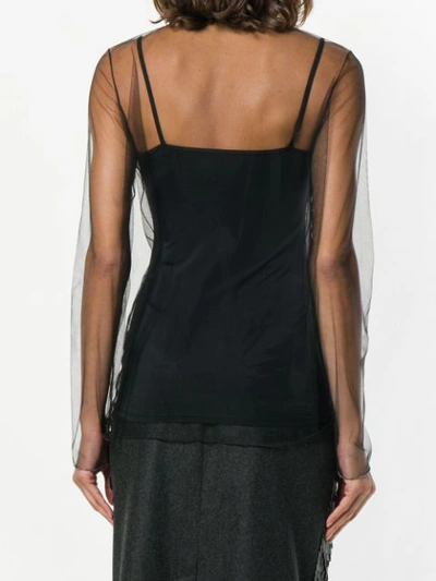 Shop Fabiana Filippi Long-sleeve Sheer Top - Black