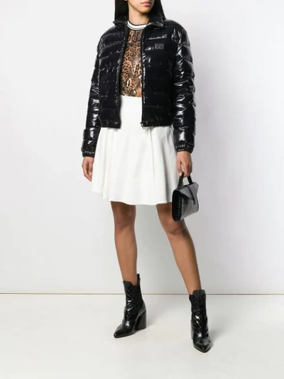 Shop Dolce & Gabbana Shiny Puffer Jacket In Black