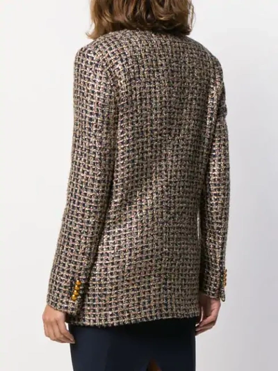 Shop Tagliatore Shimmering Tweed Blazer In Blue