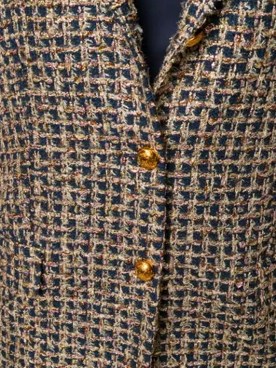 Shop Tagliatore Shimmering Tweed Blazer In Blue