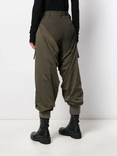 Shop Yohji Yamamoto Draped Cropped Trousers In Green