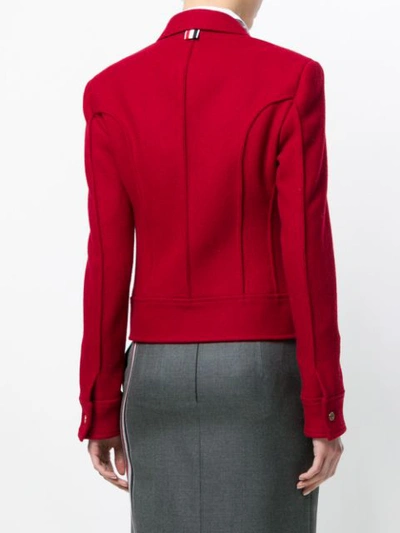 Shop Thom Browne Cropped Melton Jacket In Red