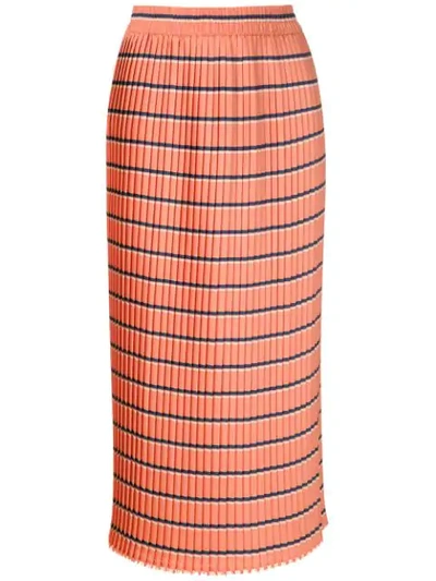 Shop À La Garçonne Pleated Midi Skirt In Orange