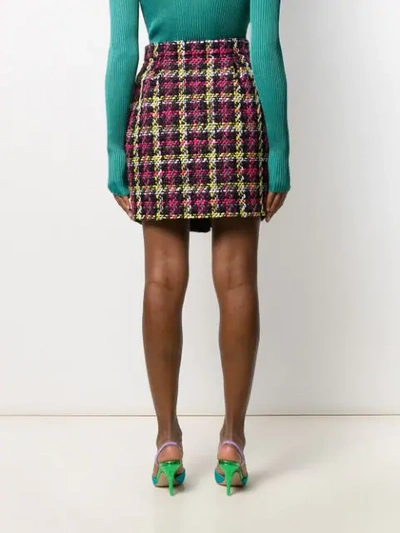 Shop Versace Woven Checked Mini Skirt In Pink
