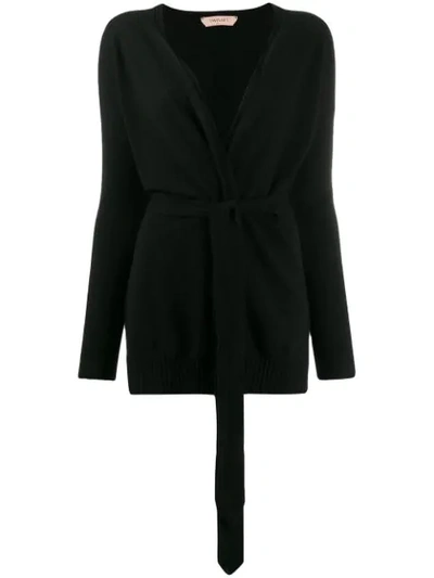 Shop Twinset Wrap Front Cardigan In Black