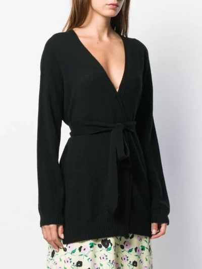 Shop Twinset Wrap Front Cardigan In Black