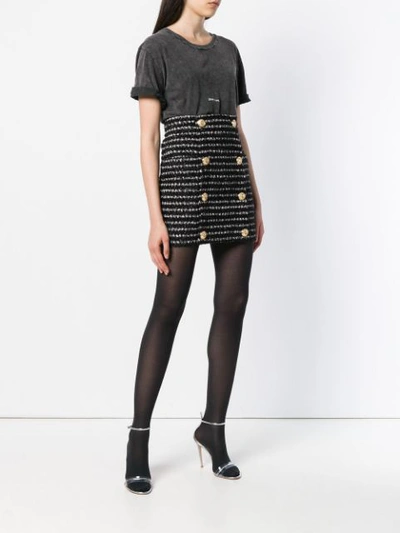 Shop Balmain Bouclé-tweed Mini Skirt - Black