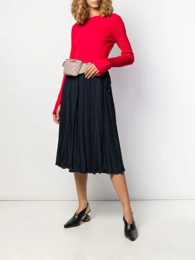 Shop Valentino Mini Jacquard Vlogo Pleated Skirt In 598 Blu