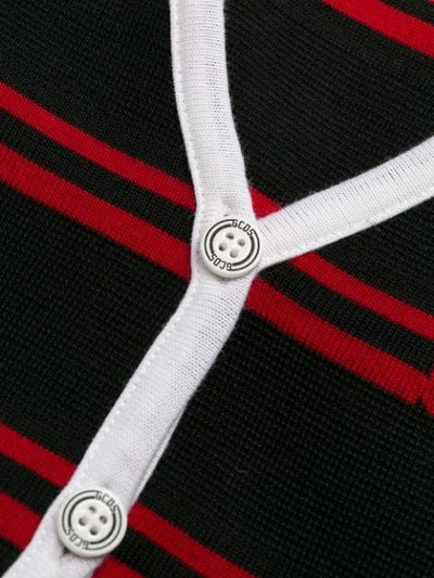 Shop Gcds Striped Contrast-trimmed Cardigan In Black