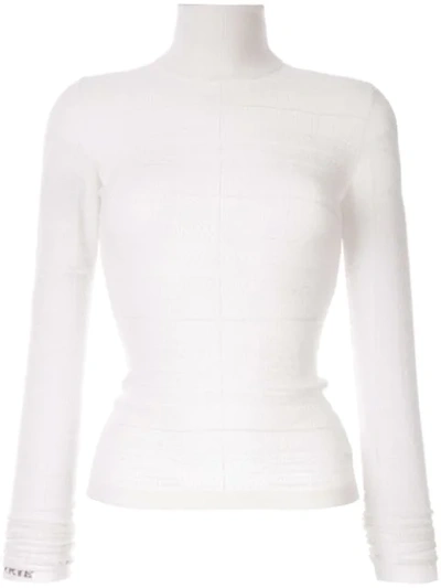 Shop Barrie Roll-neck Fitted Sweater In White