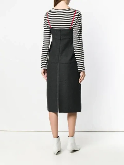 Shop Kenzo Contrast Midi Dress - Grey