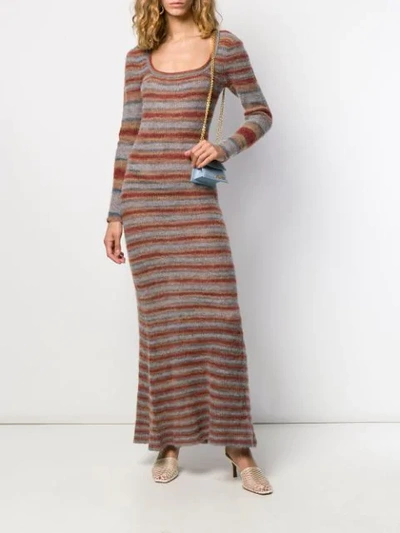 Shop Jacquemus Knitted Striped Dress In Red