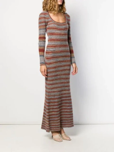 Shop Jacquemus Knitted Striped Dress In Red