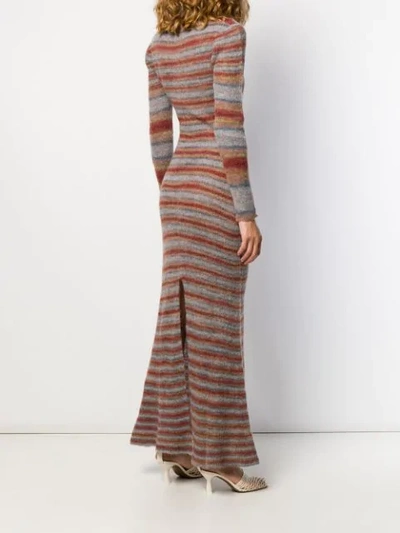 Shop Jacquemus Knitted Striped Dress In Red
