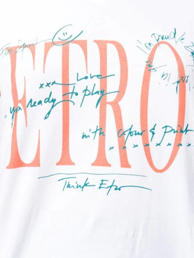 Shop Etro Graphic V-neck T-shirt In White