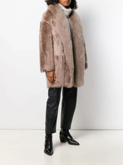 Shop Blancha Shearling Oversized Coat In Stone