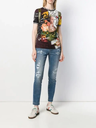 Shop Dolce & Gabbana Cropped-jeans Im Distressed-look In Blue