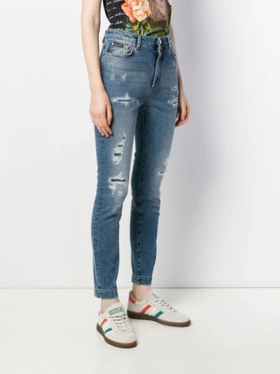 Shop Dolce & Gabbana Cropped-jeans Im Distressed-look In Blue