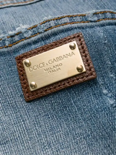 Shop Dolce & Gabbana Cropped-jeans Im Distressed-look In Blue