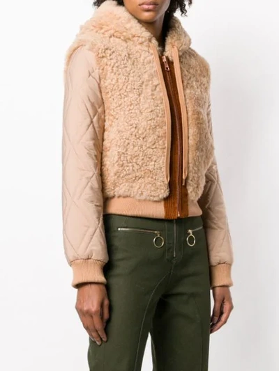 Shop See By Chloé Shearling Hooded Jacket - Neutrals