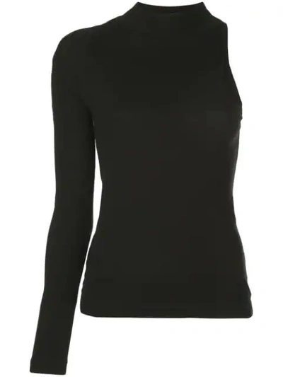 Shop Rosetta Getty One-sleeve Knitted Top In Black