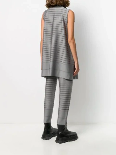 Shop Issey Miyake Striped Long Vest In Grey