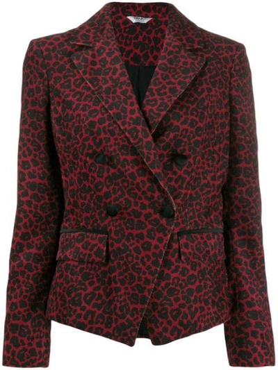 Shop Liu •jo Leopard Print Blazer In Red