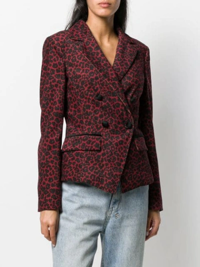 Shop Liu •jo Leopard Print Blazer In Red