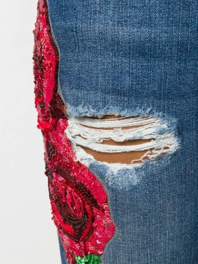 Shop Blumarine Ricamo Rose Embroidered Jeans In 2509 Blu Denim