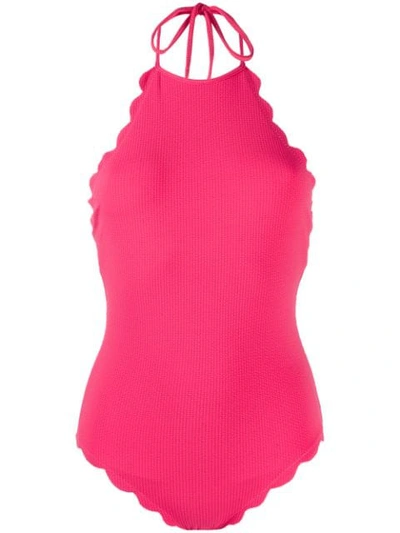 Shop Marysia Scalloped One-piece Swimsuit In Watermelon