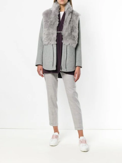 Shop Fabiana Filippi Fur Zipped Jacket - Grey