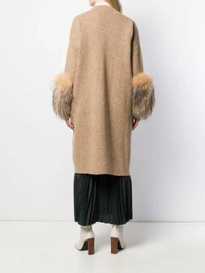 Shop Agnona Fur Lined Cardi-coat In Neutrals