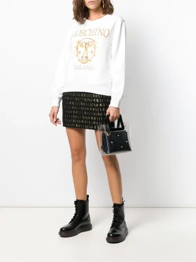 Shop Moschino All-over Logo Short Skirt In Black