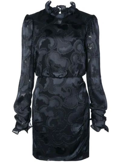 Shop Saloni Rina Jacquard Crepe Dress In 02  Black