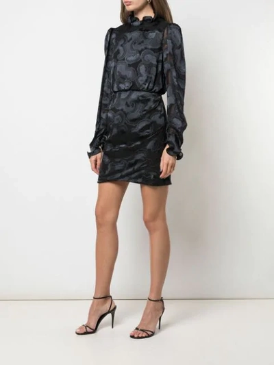 Shop Saloni Rina Jacquard Crepe Dress In 02  Black