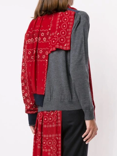 Shop Kolor Asymmetric Contrast Detail Cardigan In Red