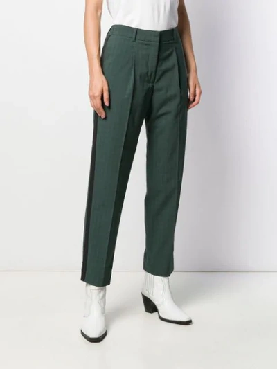 Shop Calvin Klein Checkered Pattern Trousers In 984 Green