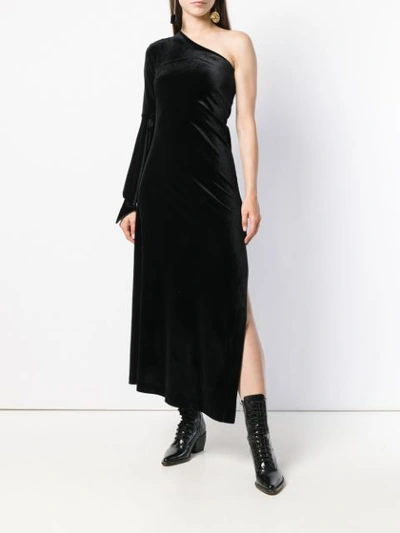 Shop Ssheena Velvet Aria One Shoulder Dress In Black