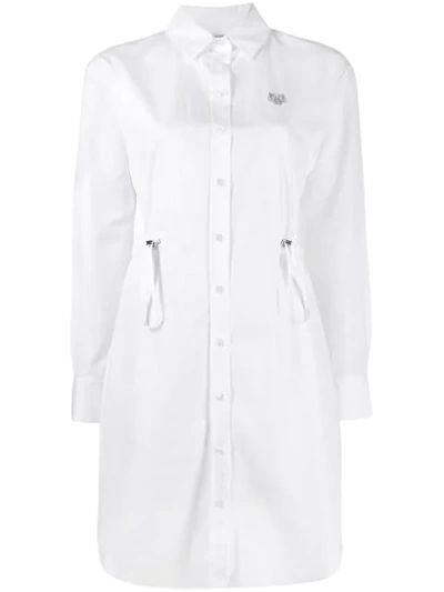 Shop Kenzo Mini Tiger Shirt Dress In White