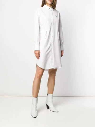 Shop Kenzo Mini Tiger Shirt Dress In White