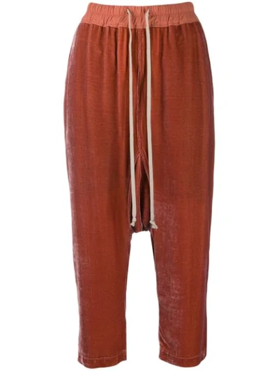 Shop Rick Owens Drop-crotch Cropped Trousers In Pink