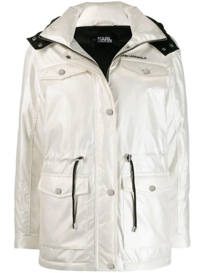 Shop Karl Lagerfeld Drawstring Waist Jacket In White